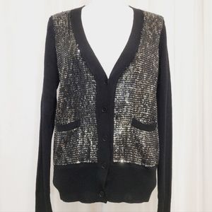 BCBG Maxazria S Merino Wool Sequin Cardigan Sweater